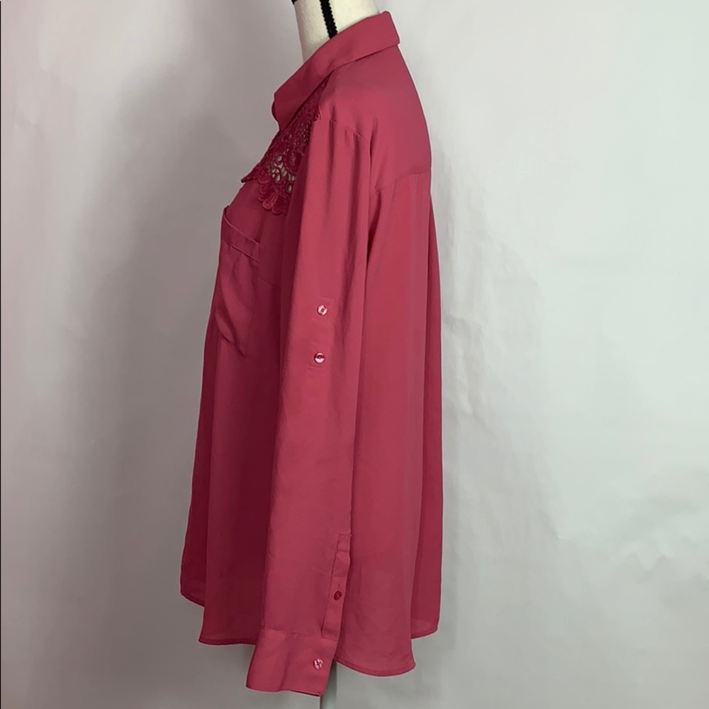 Express long sleeve mauve color w lace accent top - Picture 2 of 9